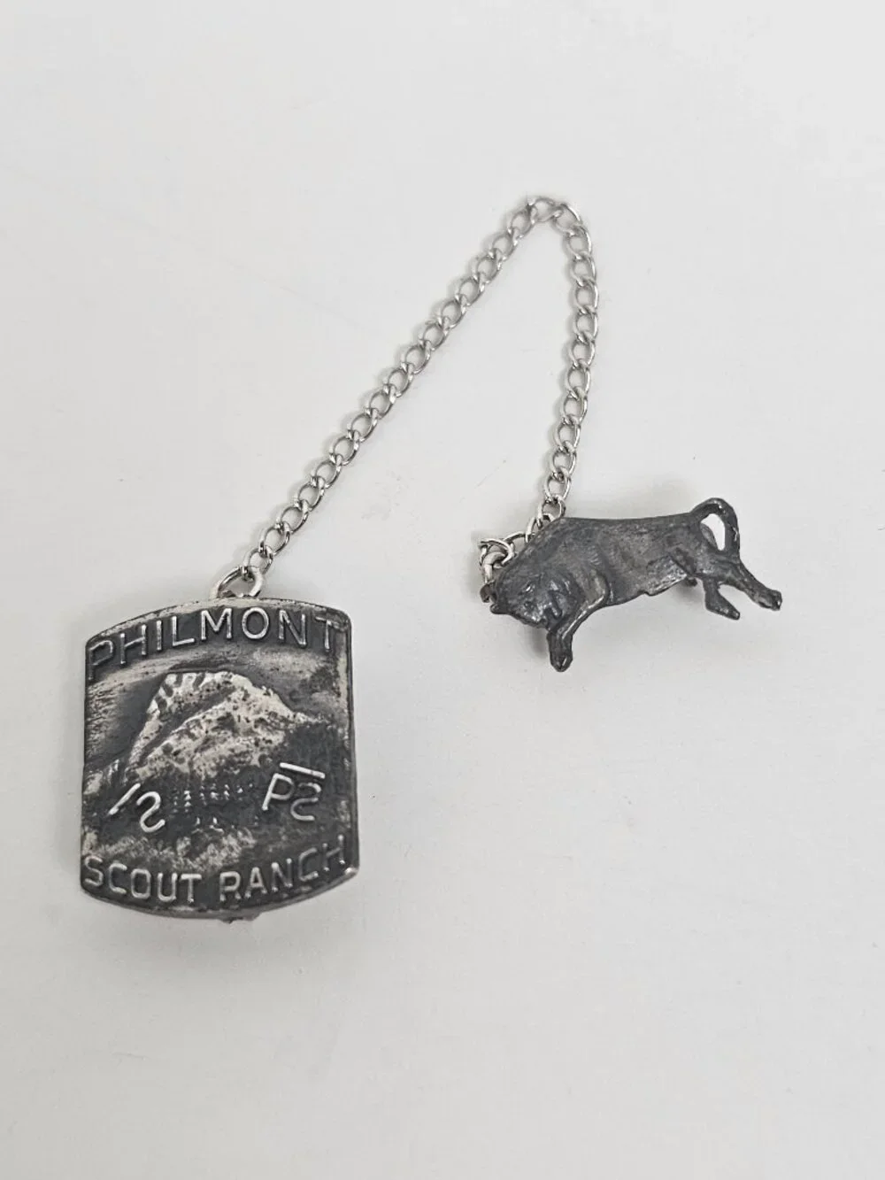 Philmont Scout Ranch Robbins Bull Tooth of Time Sterling Silver Lapel Pin BSA